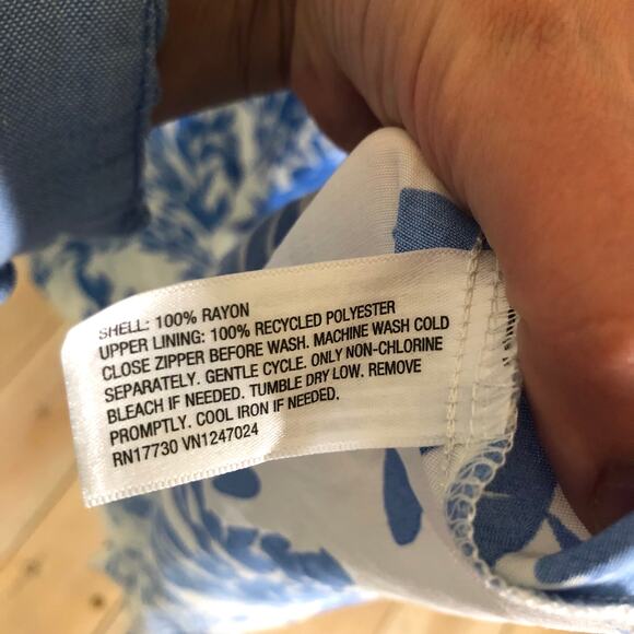 A New Day NWOT Women's Short Sleeve Maxi Sundress Blue White Floral 2 - Picture 7 of 14